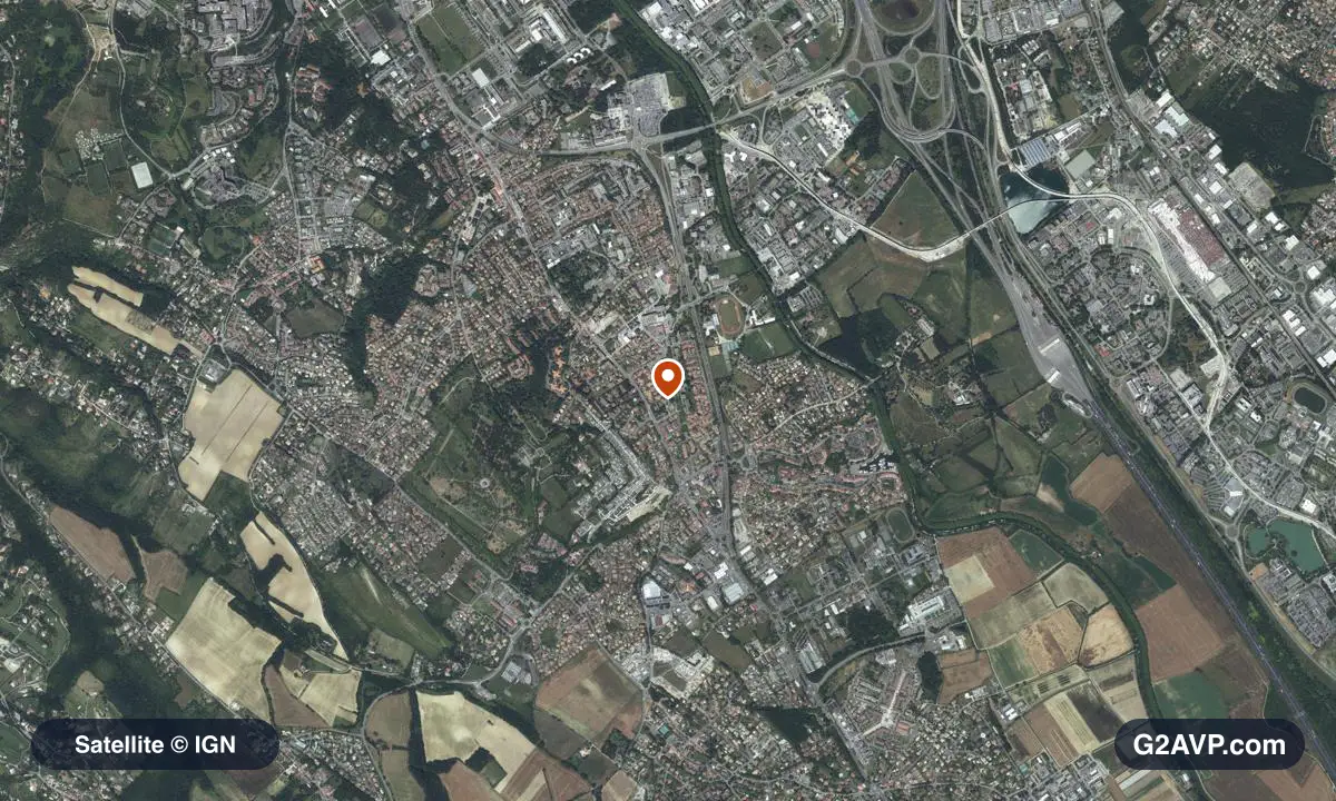 Vue satellite (orthophoto IGN) du secteur de Ramonville-Saint-Agne, même emprise que la carte géologique