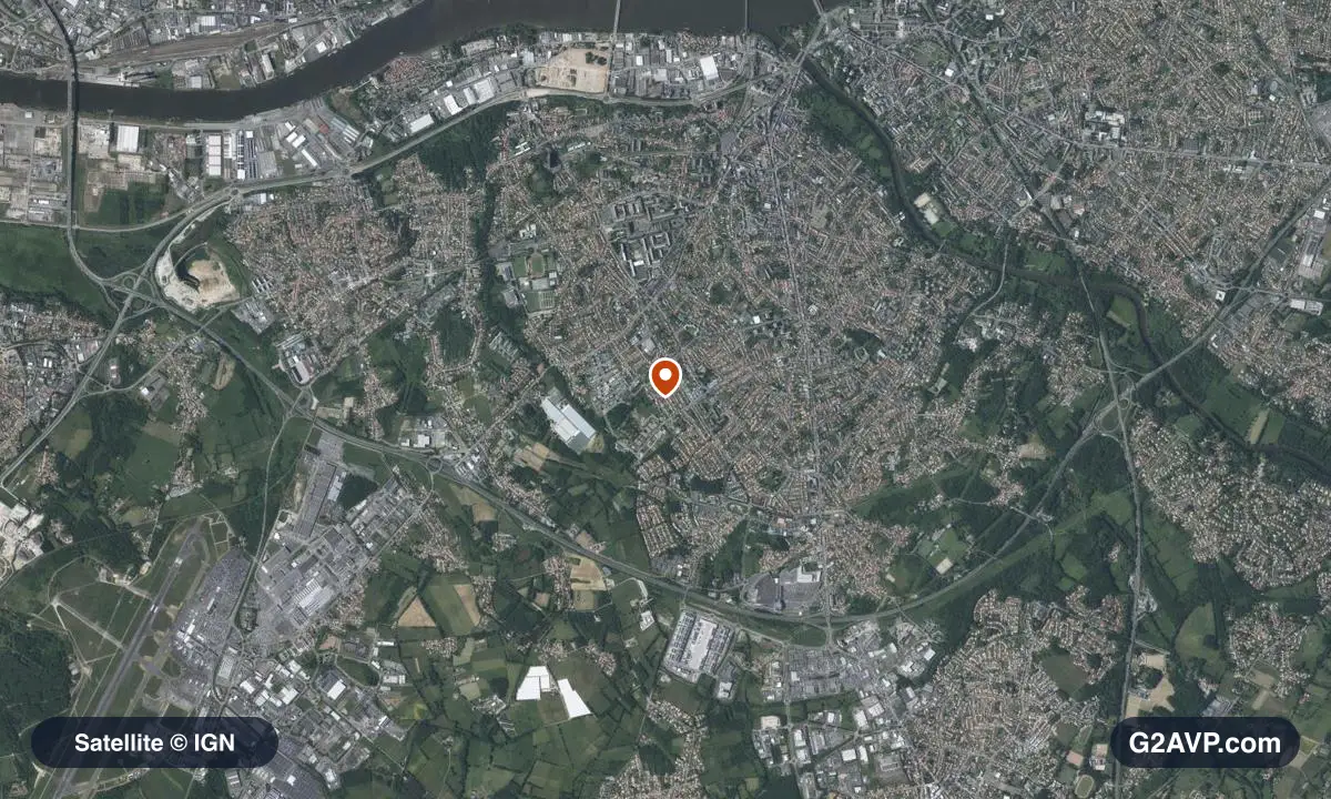 Vue satellite (orthophoto IGN) du secteur de Rezé, même emprise que la carte géologique