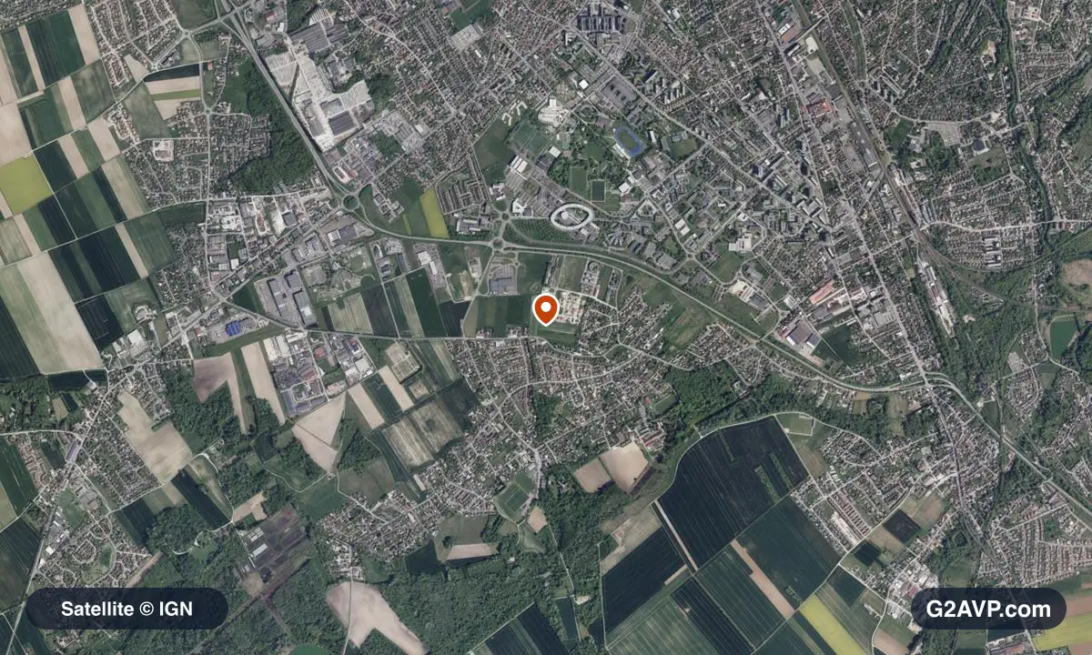 Vue satellite (orthophoto IGN) du secteur de Rosières-près-Troyes, même emprise que la carte géologique