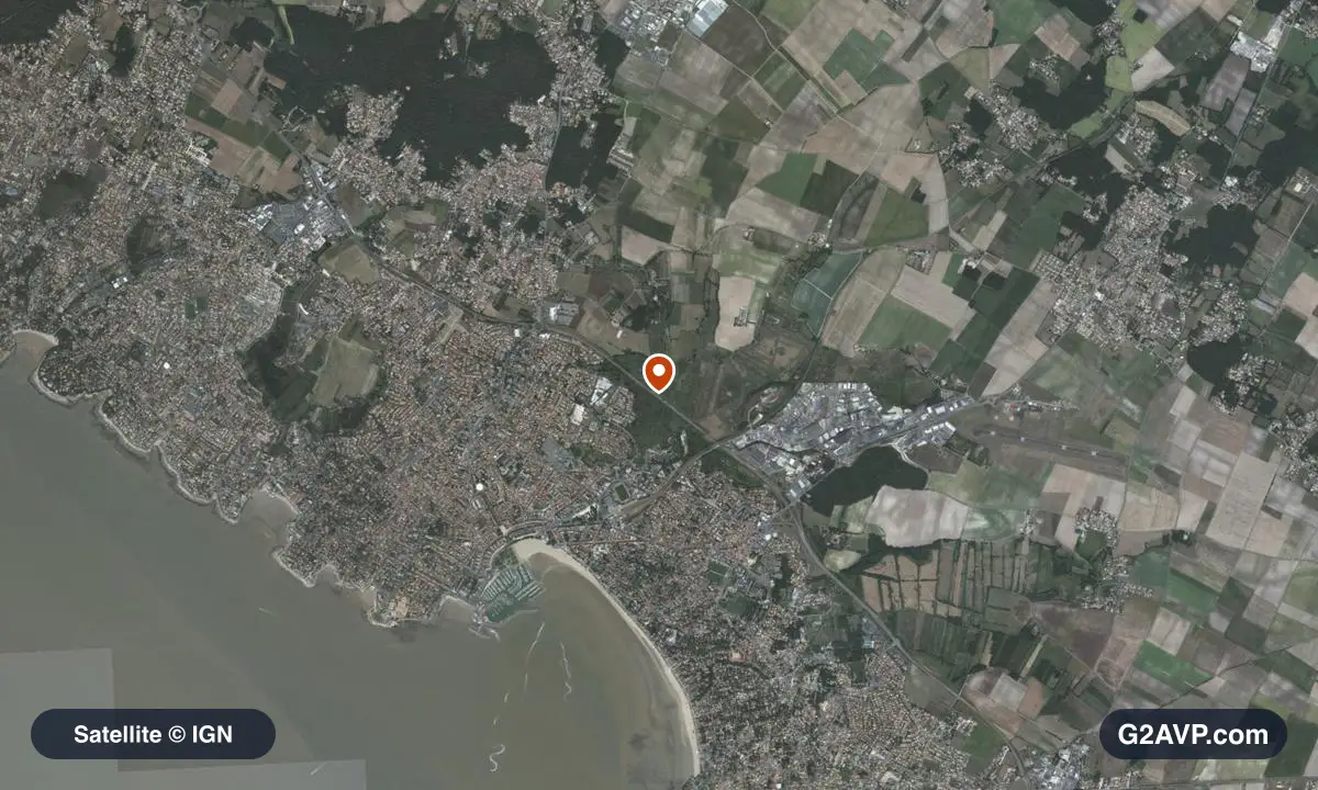 Vue satellite (orthophoto IGN) du secteur de Royan, même emprise que la carte géologique