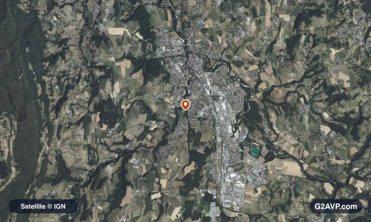 Vue satellite (orthophoto IGN) du secteur de Rumilly, même emprise que la carte géologique