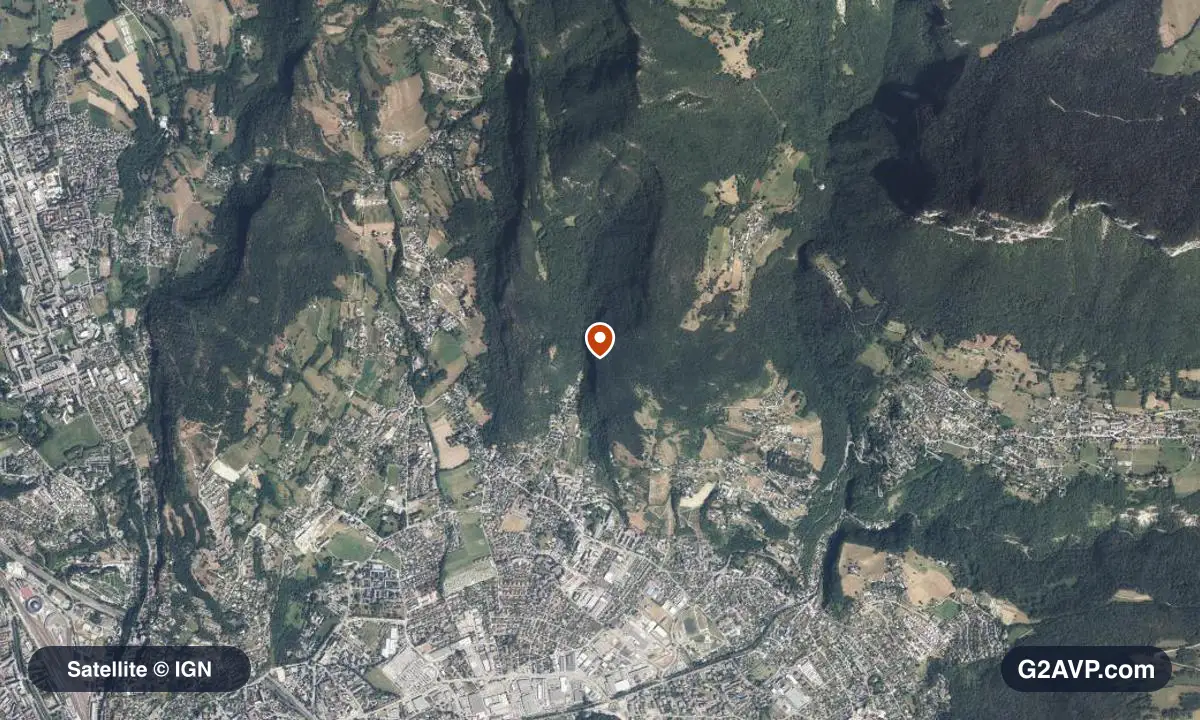 Vue satellite (orthophoto IGN) du secteur de Saint-Alban-Leysse, même emprise que la carte géologique