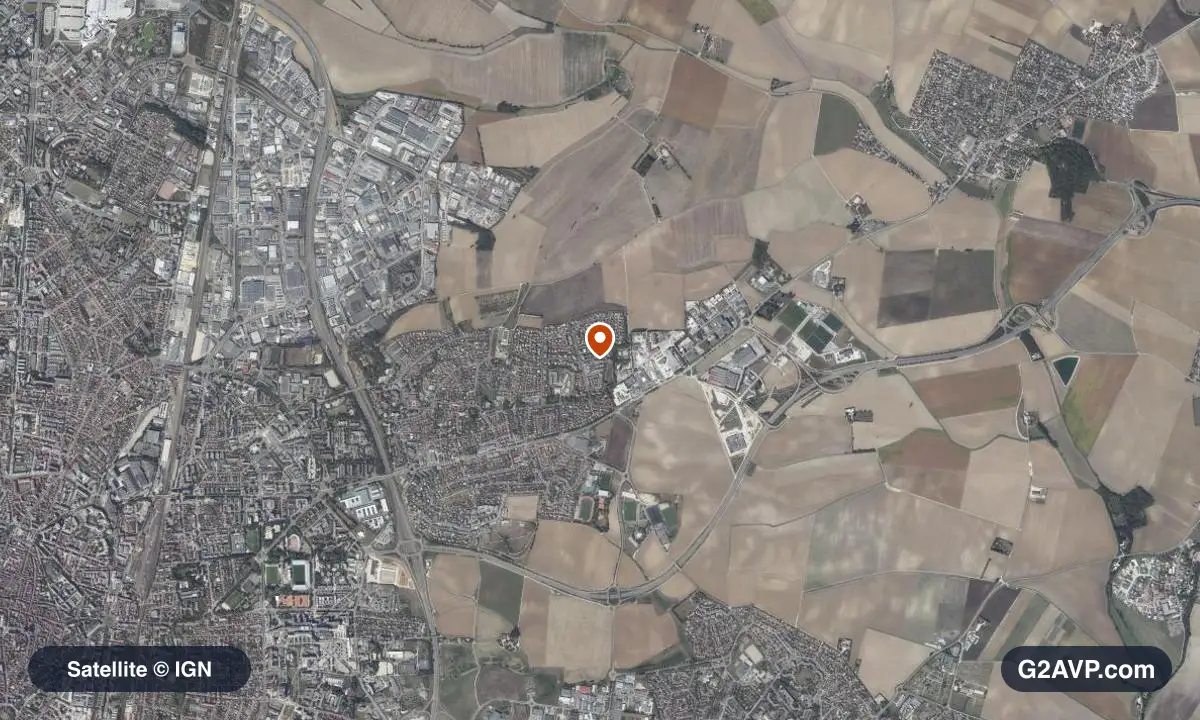 Vue satellite (orthophoto IGN) du secteur de Saint-Apollinaire, même emprise que la carte géologique