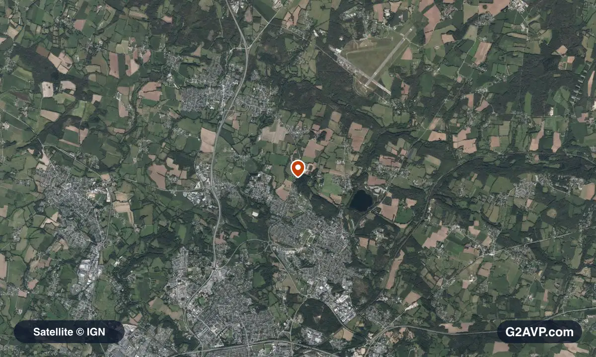 Vue satellite (orthophoto IGN) du secteur de Saint-Avé, même emprise que la carte géologique