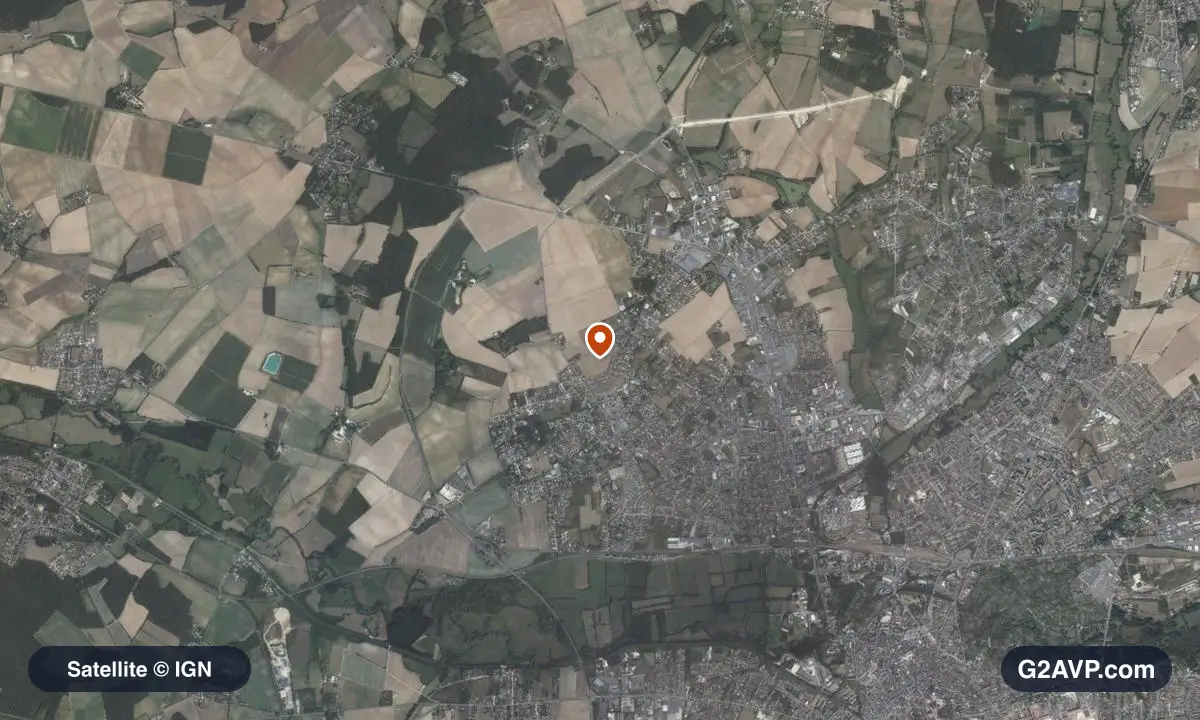 Vue satellite (orthophoto IGN) du secteur de Saint-Doulchard, même emprise que la carte géologique