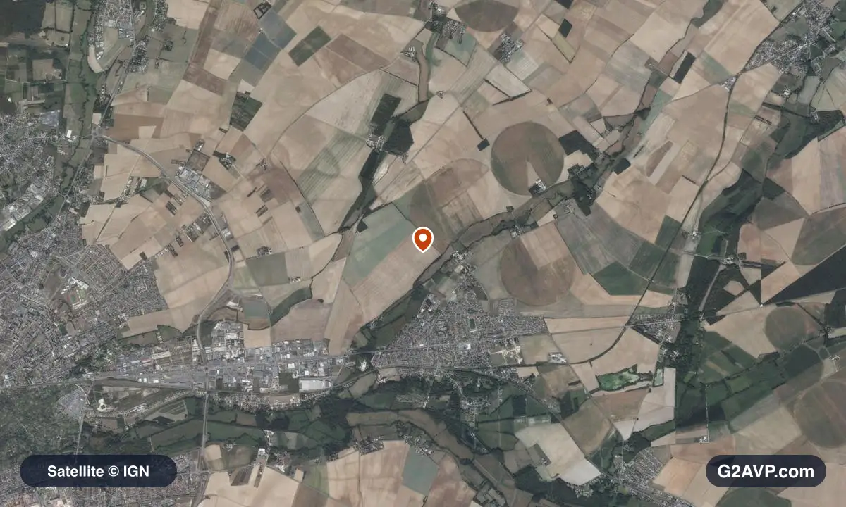 Vue satellite (orthophoto IGN) du secteur de Saint-Germain-du-Puy, même emprise que la carte géologique