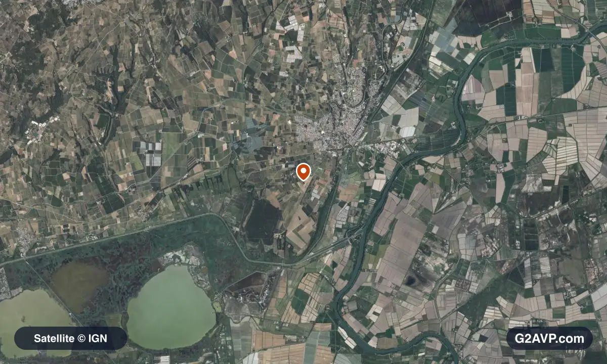 Vue satellite (orthophoto IGN) du secteur de Saint-Gilles, même emprise que la carte géologique
