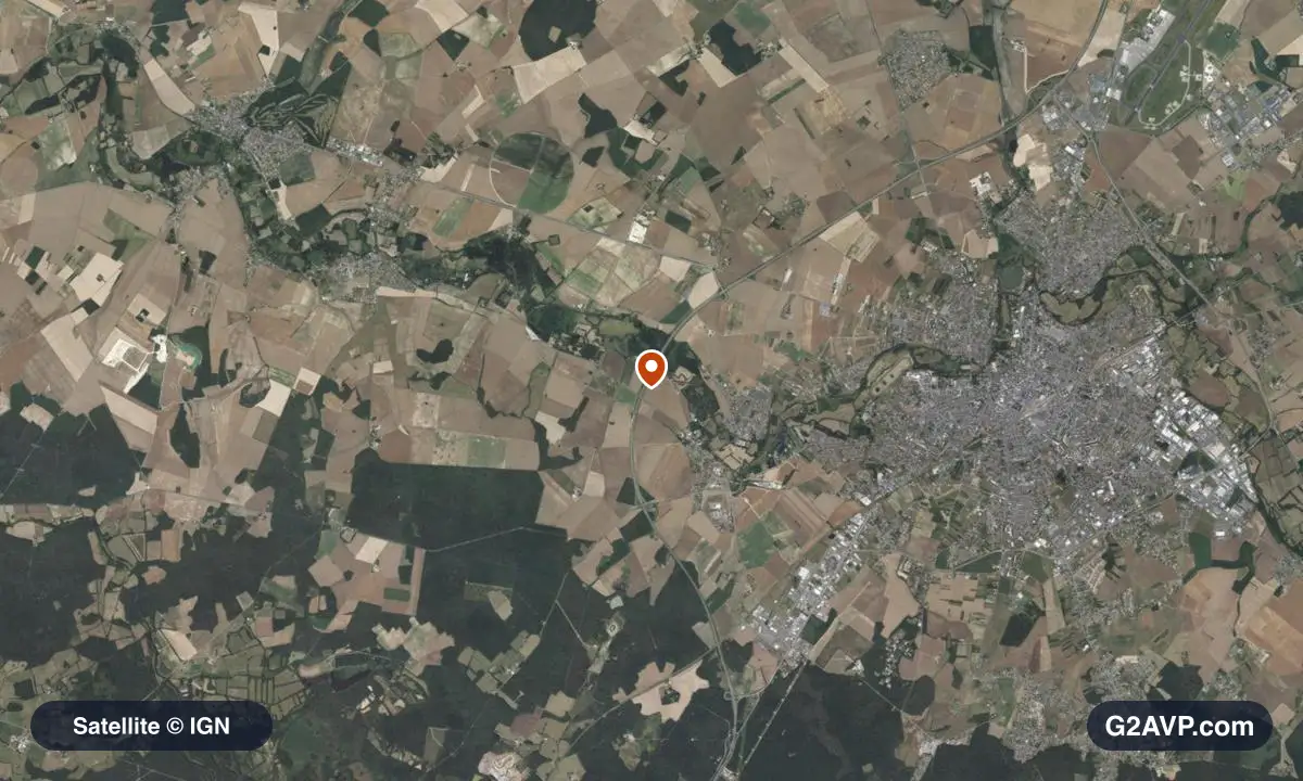 Vue satellite (orthophoto IGN) du secteur de Saint-Maur, même emprise que la carte géologique
