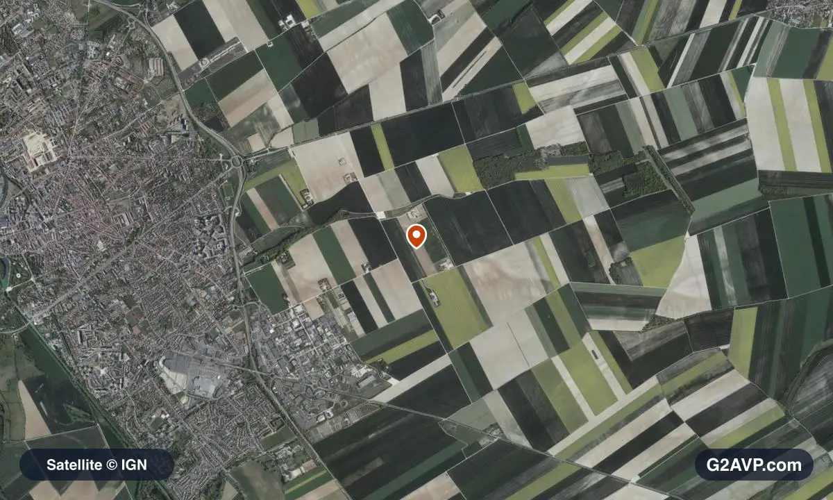 Vue satellite (orthophoto IGN) du secteur de Saint-Memmie, même emprise que la carte géologique