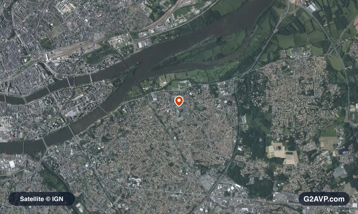 Vue satellite (orthophoto IGN) du secteur de Saint-Sébastien-sur-Loire, même emprise que la carte géologique