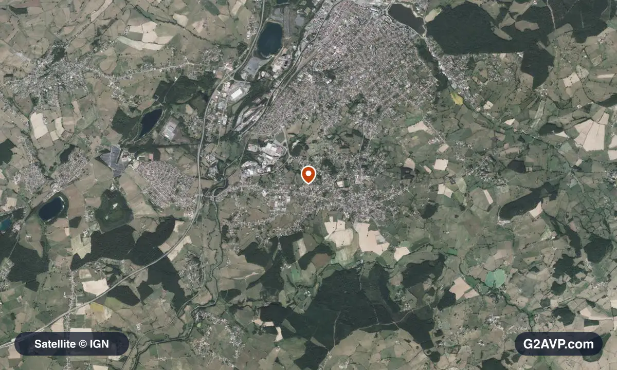 Vue satellite (orthophoto IGN) du secteur de Saint-Vallier, même emprise que la carte géologique