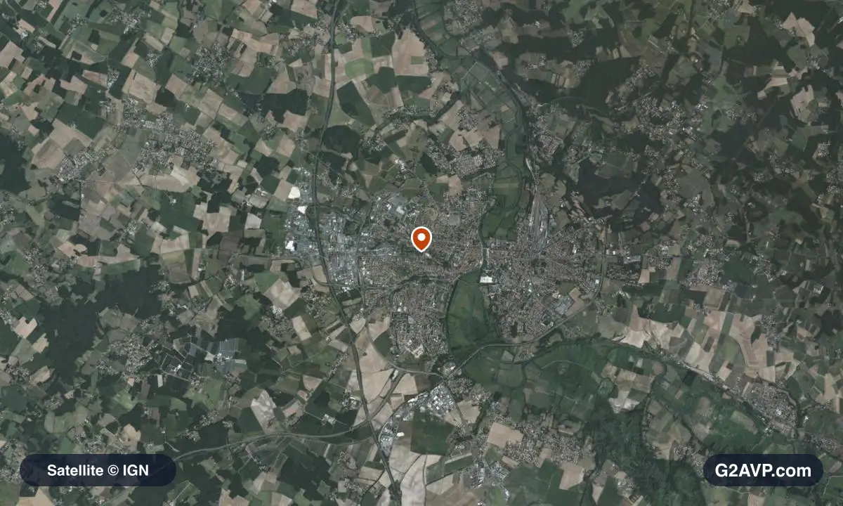 Vue satellite (orthophoto IGN) du secteur de Saintes, même emprise que la carte géologique