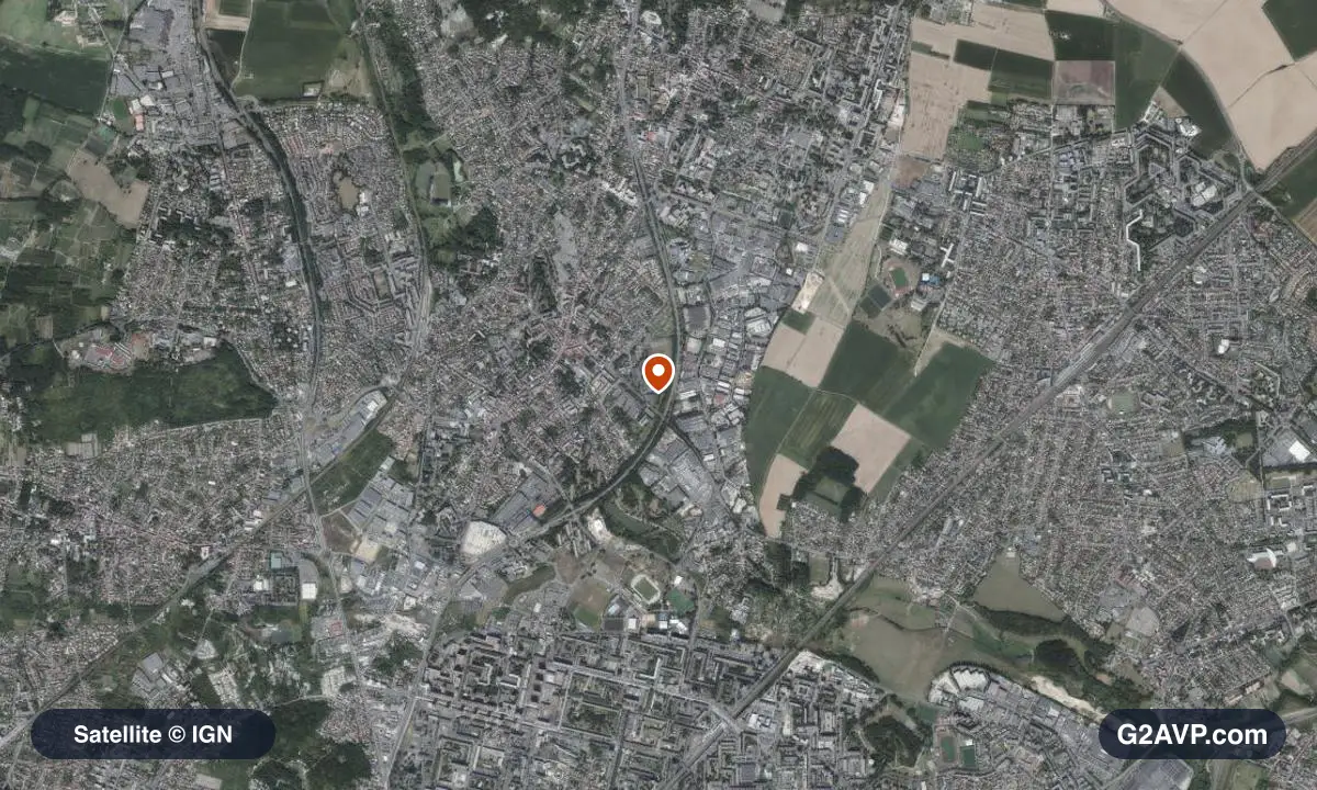 Vue satellite (orthophoto IGN) du secteur de Sarcelles, même emprise que la carte géologique