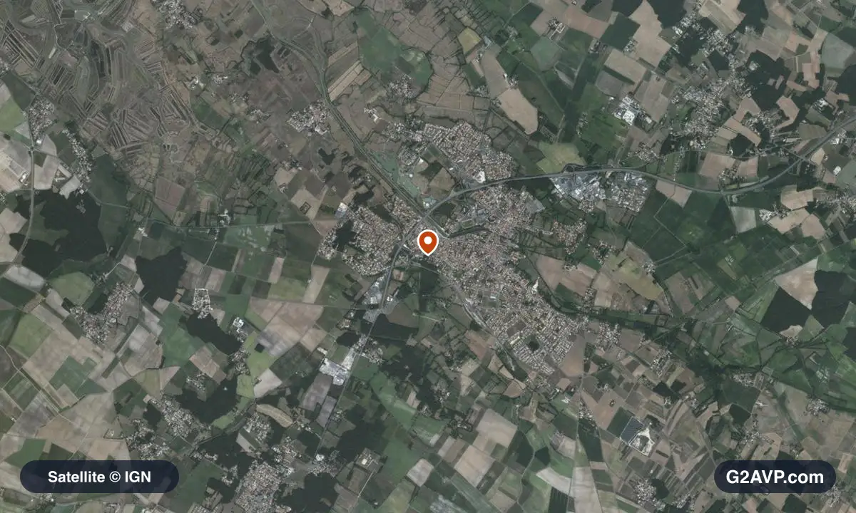 Vue satellite (orthophoto IGN) du secteur de Saujon, même emprise que la carte géologique