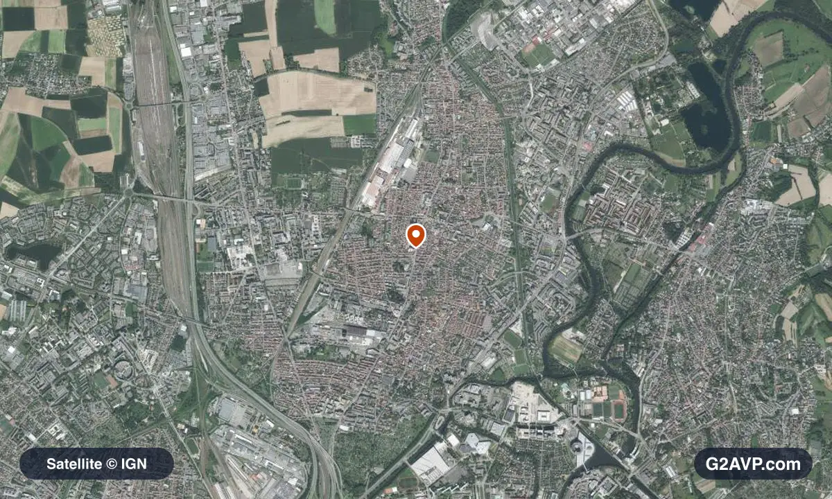 Vue satellite (orthophoto IGN) du secteur de Schiltigheim, même emprise que la carte géologique