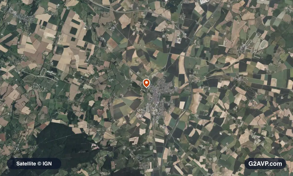 Vue satellite (orthophoto IGN) du secteur de Sées, même emprise que la carte géologique