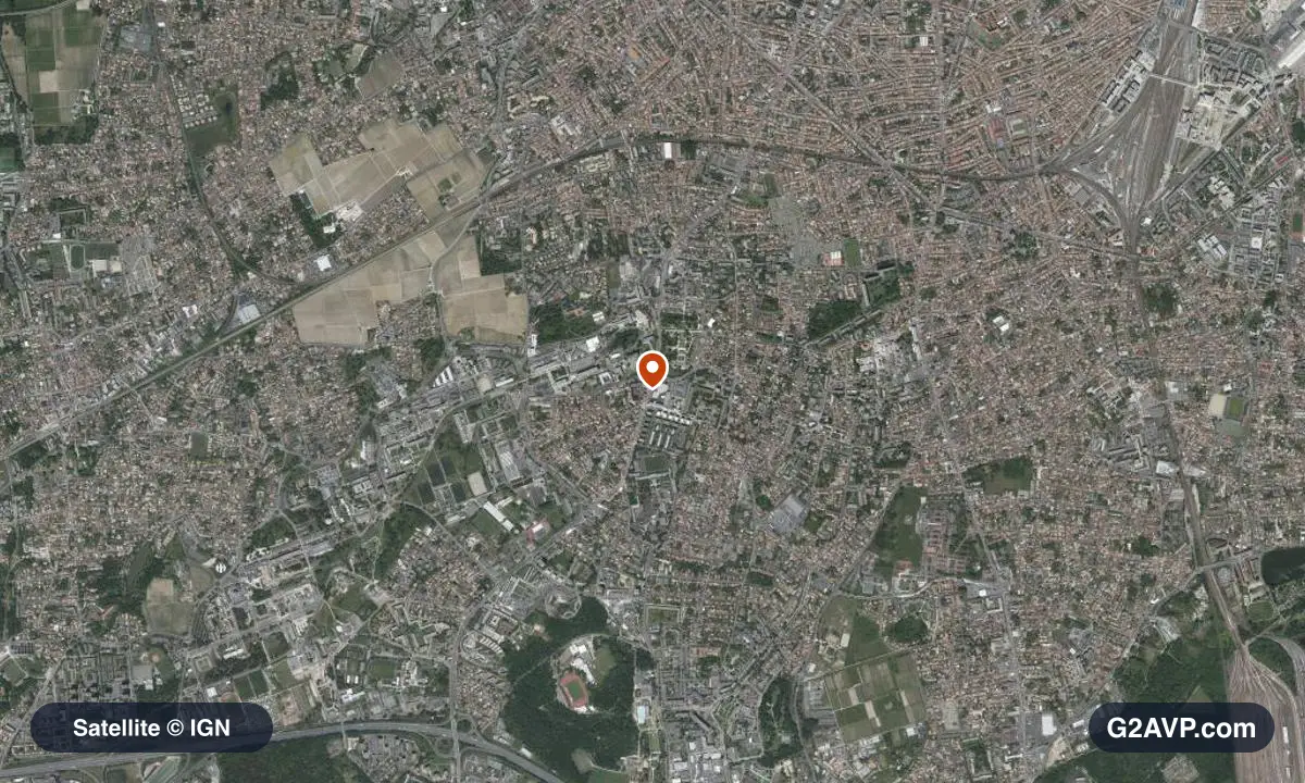 Vue satellite (orthophoto IGN) du secteur de Talence, même emprise que la carte géologique