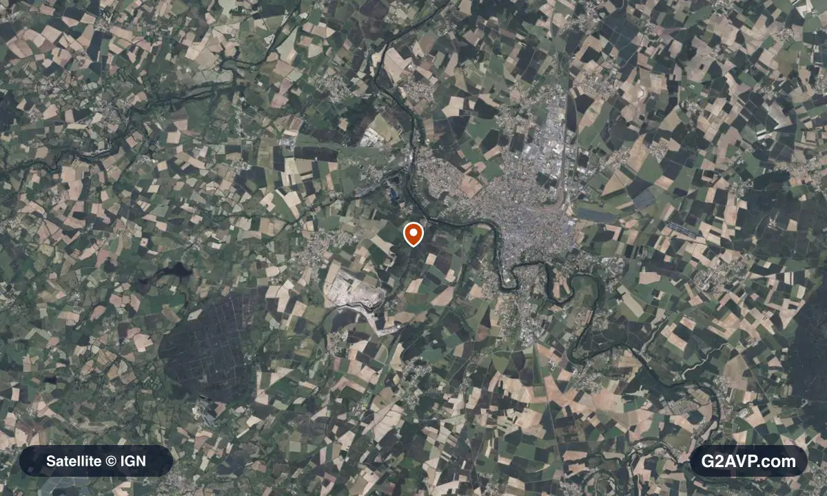 Vue satellite (orthophoto IGN) du secteur de Thouars, même emprise que la carte géologique