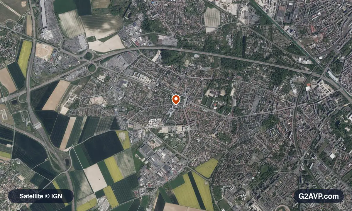 Vue satellite (orthophoto IGN) du secteur de Tinqueux, même emprise que la carte géologique