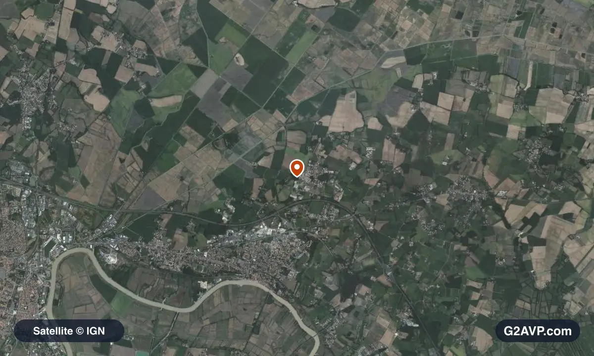 Vue satellite (orthophoto IGN) du secteur de Tonnay-Charente, même emprise que la carte géologique