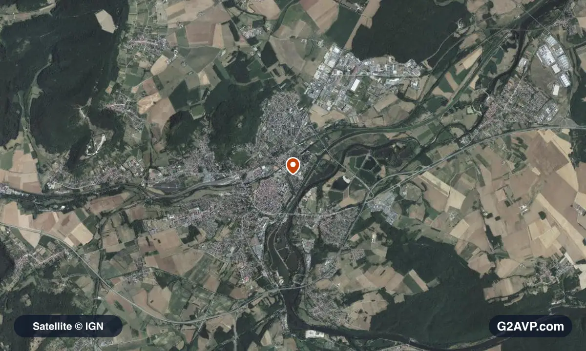 Vue satellite (orthophoto IGN) du secteur de Toul, même emprise que la carte géologique