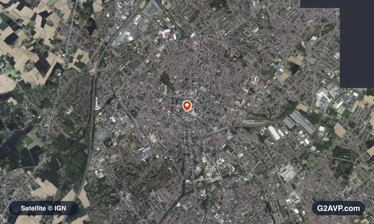 Vue satellite (orthophoto IGN) du secteur de Tourcoing, même emprise que la carte géologique