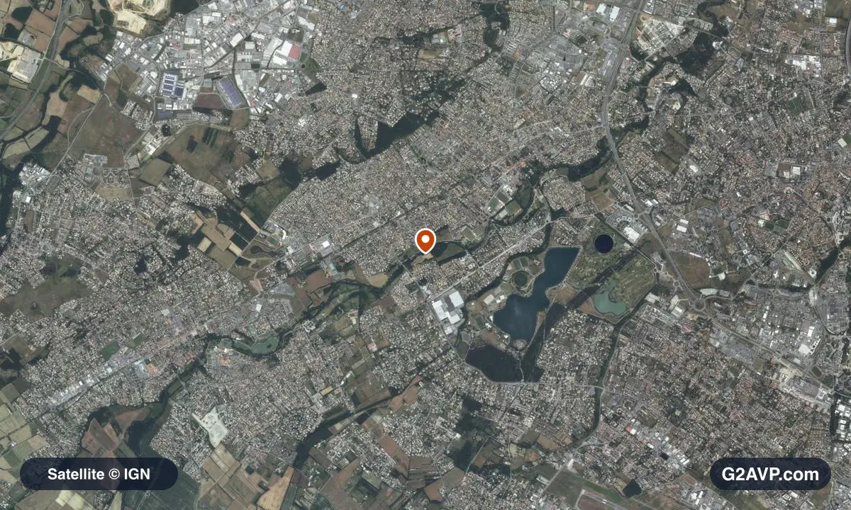 Vue satellite (orthophoto IGN) du secteur de Tournefeuille, même emprise que la carte géologique