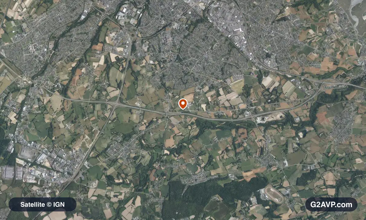 Vue satellite (orthophoto IGN) du secteur de Trégueux, même emprise que la carte géologique