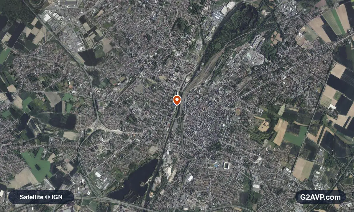 Vue satellite (orthophoto IGN) du secteur de Valenciennes, même emprise que la carte géologique