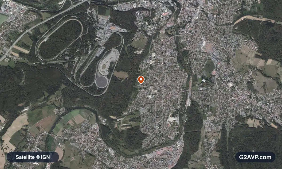 Vue satellite (orthophoto IGN) du secteur de Valentigney, même emprise que la carte géologique