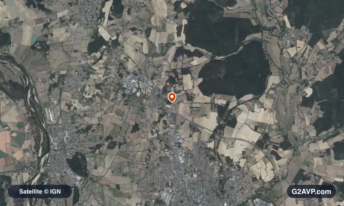 Vue satellite (orthophoto IGN) du secteur de Varennes-Vauzelles, même emprise que la carte géologique