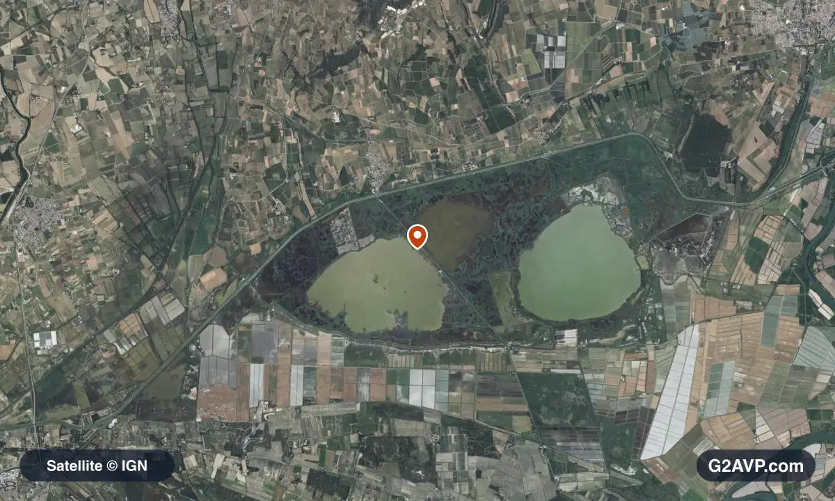Vue satellite (orthophoto IGN) du secteur de Vauvert, même emprise que la carte géologique