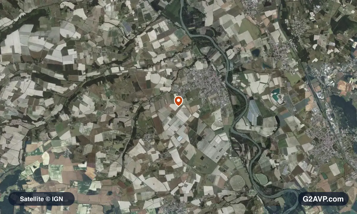 Vue satellite (orthophoto IGN) du secteur de Verdun-sur-Garonne, même emprise que la carte géologique