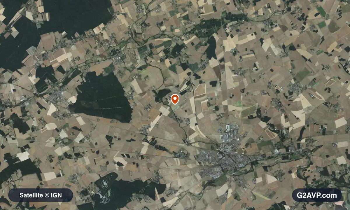 Vue satellite (orthophoto IGN) du secteur de Verneuil d'Avre et d'Iton, même emprise que la carte géologique