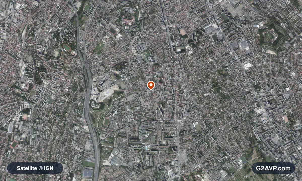 Vue satellite (orthophoto IGN) du secteur de Villejuif, même emprise que la carte géologique
