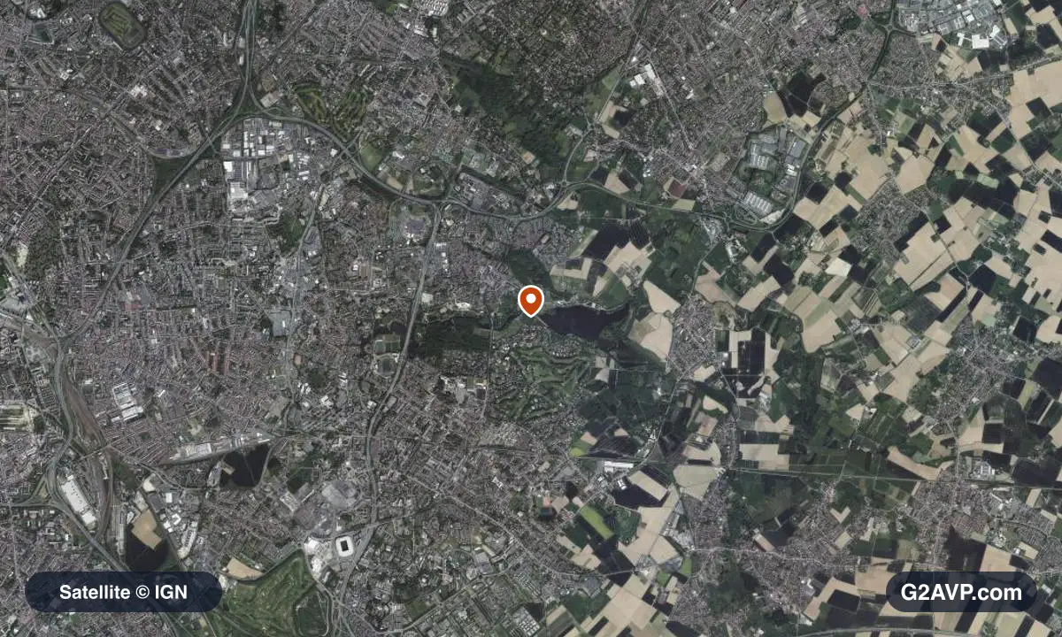 Vue satellite (orthophoto IGN) du secteur de Villeneuve-d'Ascq, même emprise que la carte géologique