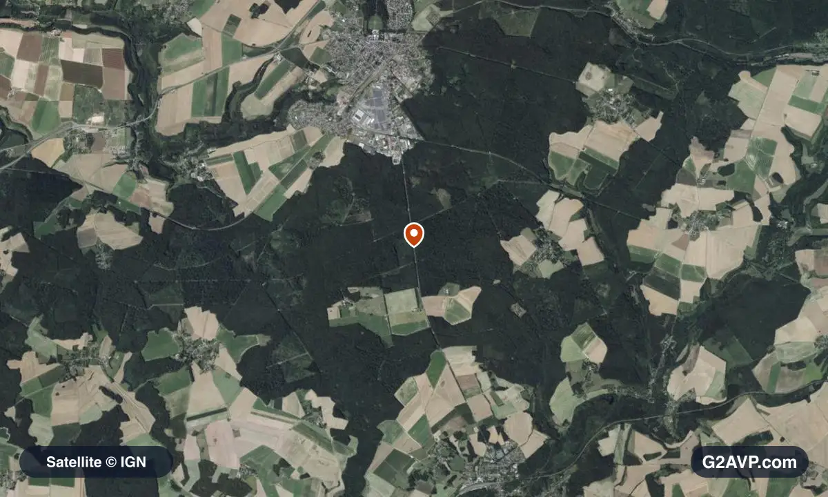 Vue satellite (orthophoto IGN) du secteur de Villers-Cotterêts, même emprise que la carte géologique