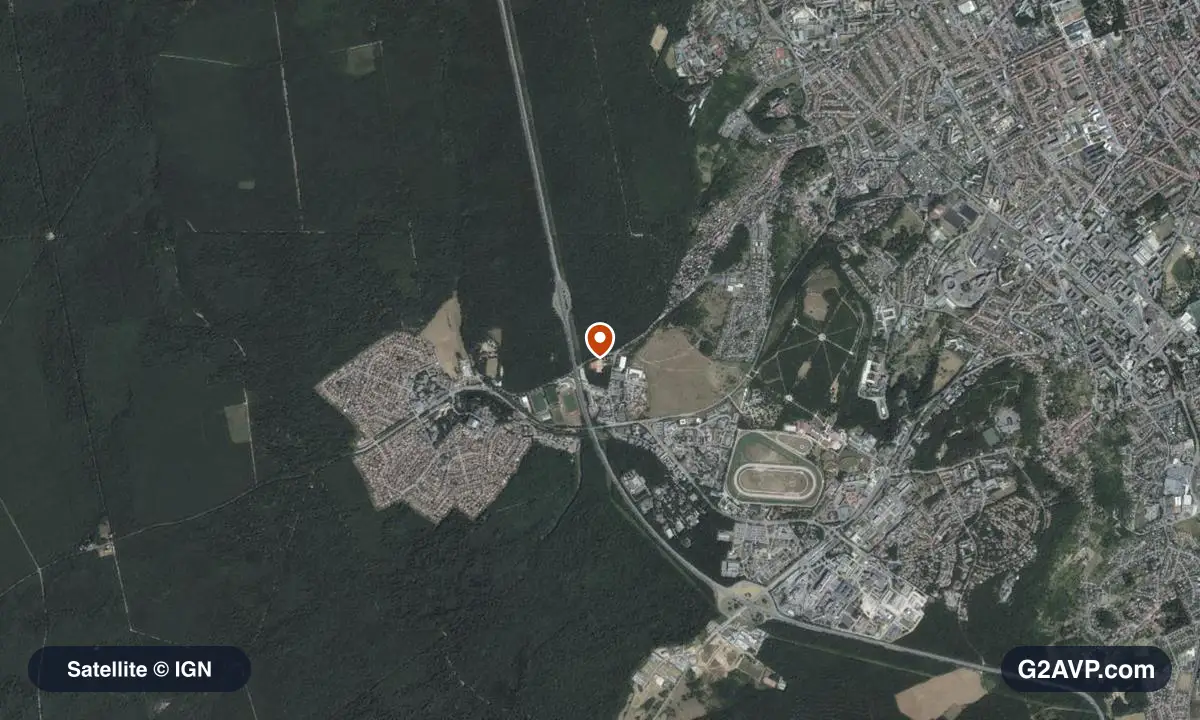 Vue satellite (orthophoto IGN) du secteur de Villers-lès-Nancy, même emprise que la carte géologique