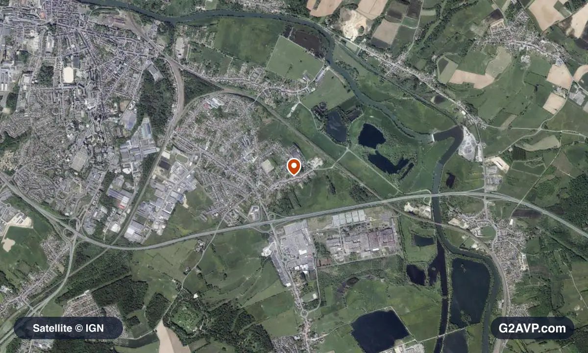 Vue satellite (orthophoto IGN) du secteur de Villers-Semeuse, même emprise que la carte géologique
