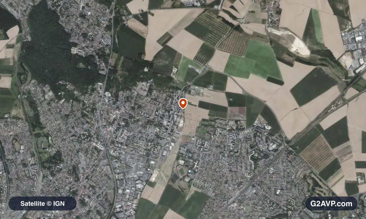 Vue satellite (orthophoto IGN) du secteur de Villiers-le-Bel, même emprise que la carte géologique