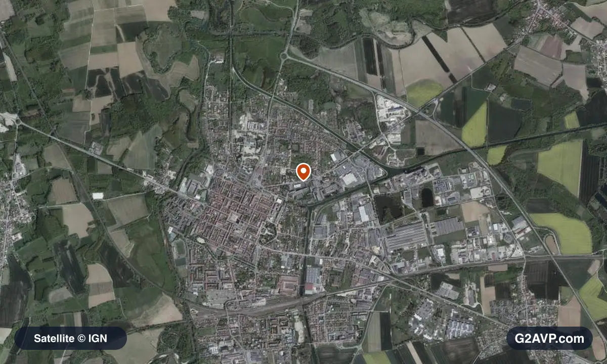 Vue satellite (orthophoto IGN) du secteur de Vitry-le-François, même emprise que la carte géologique