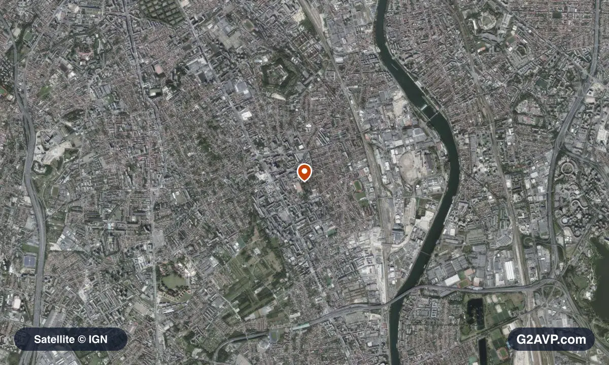 Vue satellite (orthophoto IGN) du secteur de Vitry-sur-Seine, même emprise que la carte géologique