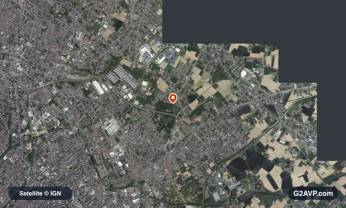 Vue satellite (orthophoto IGN) du secteur de Wattrelos, même emprise que la carte géologique