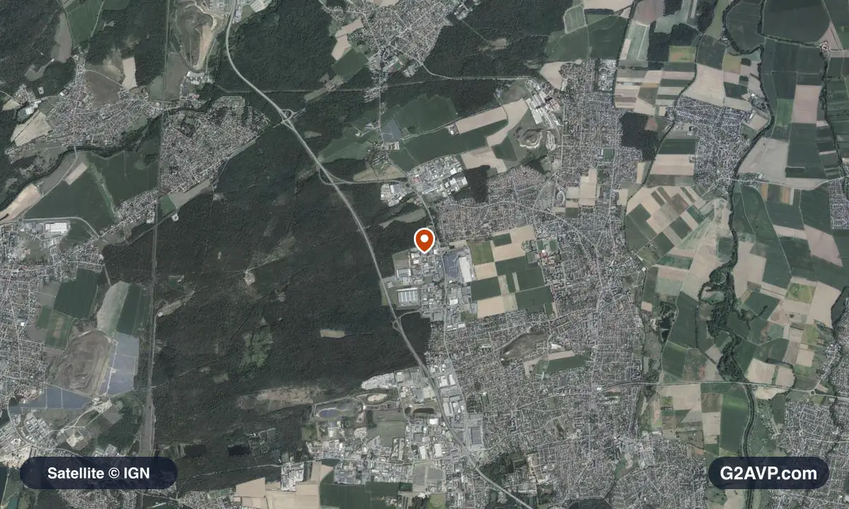 Vue satellite (orthophoto IGN) du secteur de Wittenheim, même emprise que la carte géologique