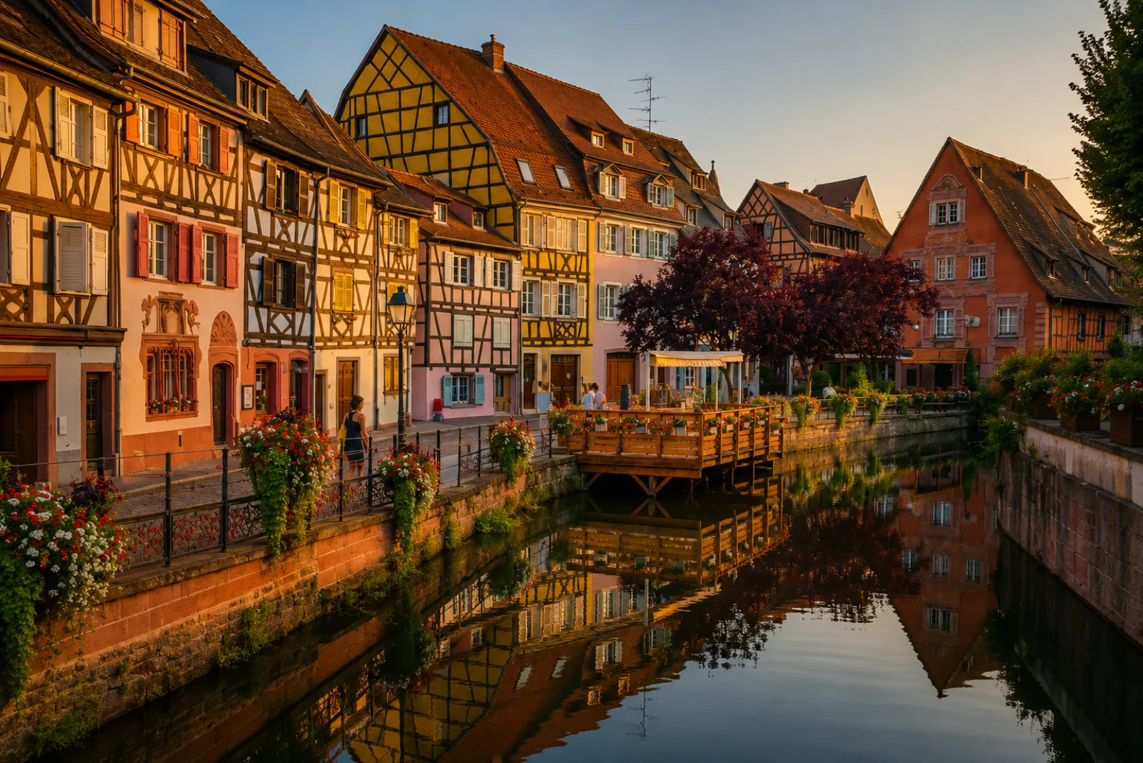 La Petite Venise de Colmar — maisons à colombages et quais fleuris au bord de la Lauch, dans la plaine alluviale du fossé rhénan