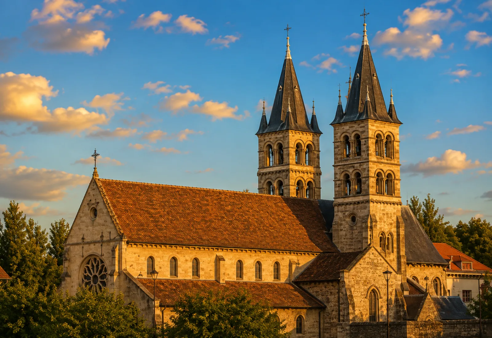La collégiale Notre-Dame de Melun dans la lumière du soir — la préfecture de Seine-et-Marne, sur son île de la Seine, au cœur de la Brie aux argiles actives